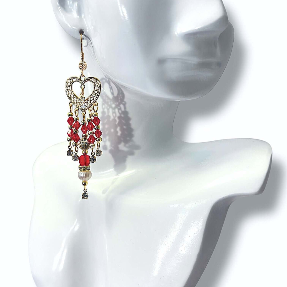 Heart in Red Earrings