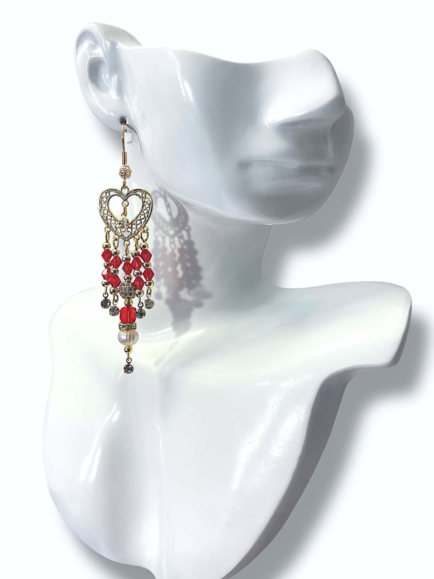 Heart in Red Earrings