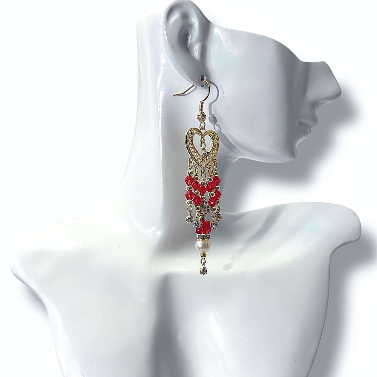 Heart in Red Earrings