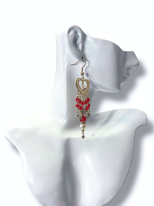 Heart in Red Earrings