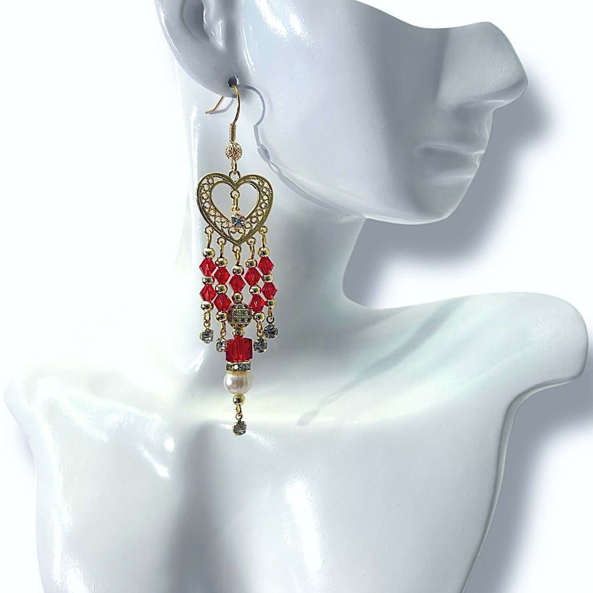 Heart in Red Earrings